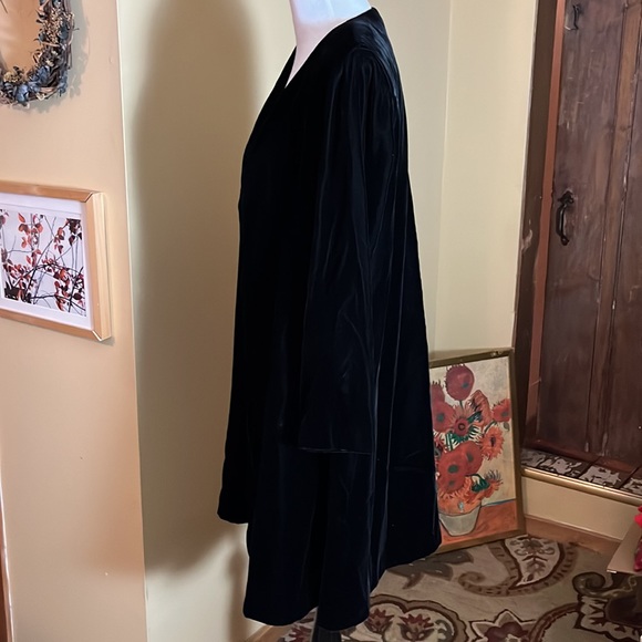 Vintage 80s ANN TAYLOR sz Small Velvet Topper Coat Black USA Made MidThigh Lined - Picture 8 of 13